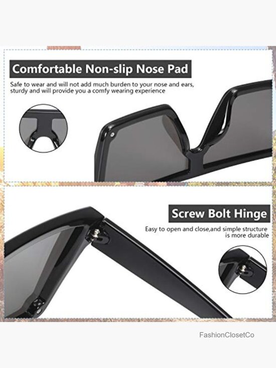 3 Pairs Oversized Flat Top Square Sunglasses Vintage Sunglasses Unisex main image 7